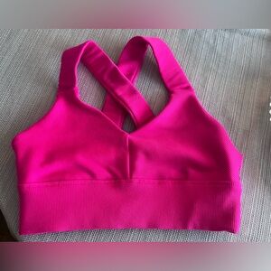 ALO Yoga Hot Pink Ribbed Crossback Sports Bra